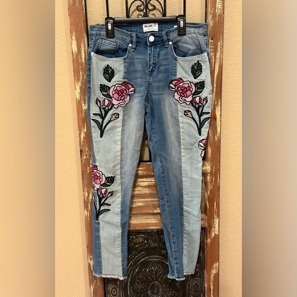 William Rast floral ankle skinny jeans